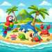 Happy Island Adventure Paint By Diamonds Art