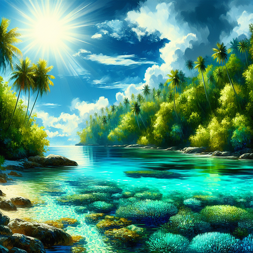 Tropical Paradise Cove Painting Diamond Kit