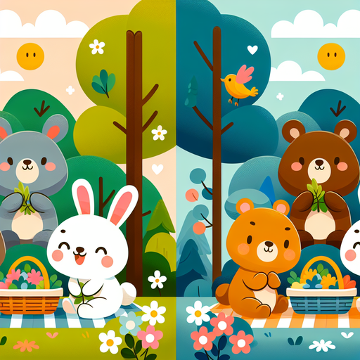 Woodland Animal Picnic Painting Diamond Kit