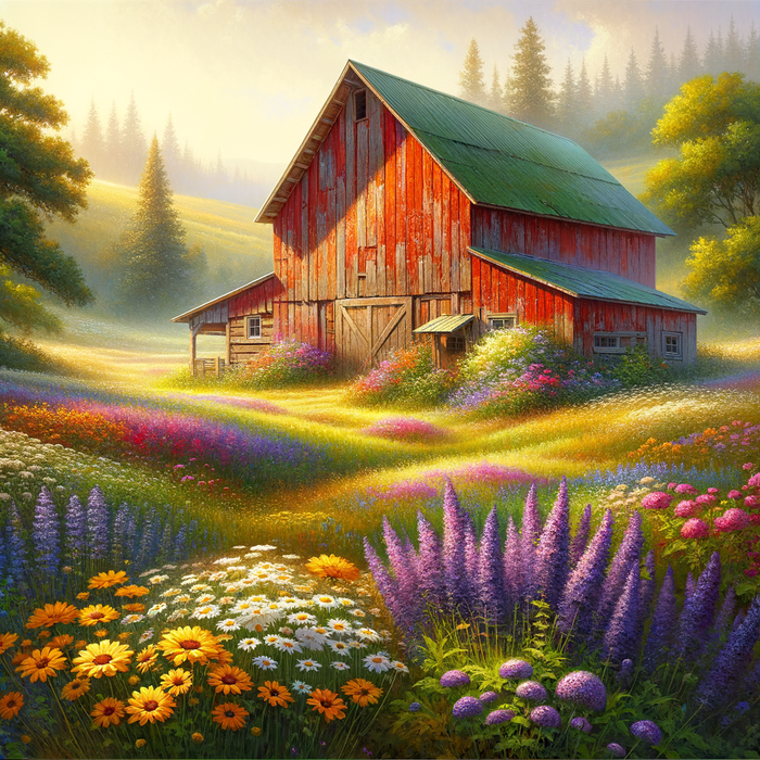 Charming Little Red Barn Paint By Diamonds Art