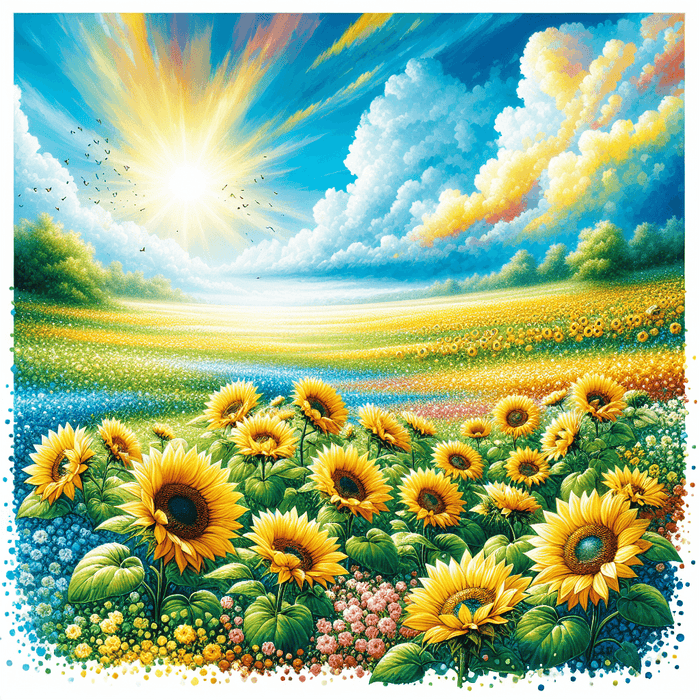 Gorgeous Sunflower Field Paint By Color