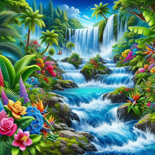 Tropical Waterfall Escape Paint By Diamond