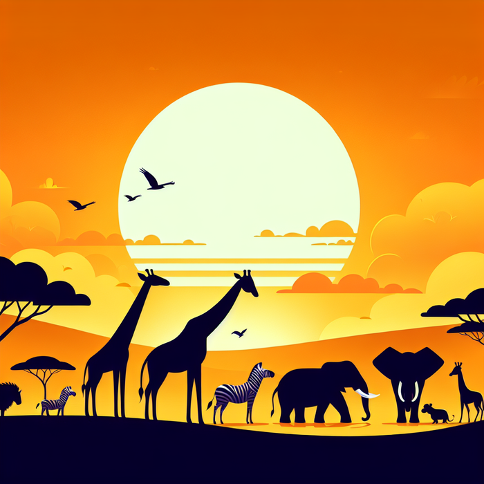 Sunset Safari Animals Paint By Diamonds Art