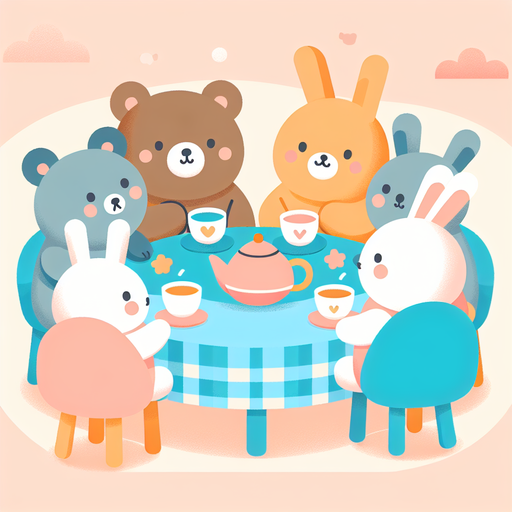 Cute Animal Tea Party Painting Diamond Kit