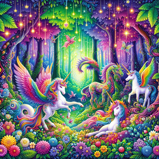 Mystical Creatures In The Forest Painting By Diamonds Kit