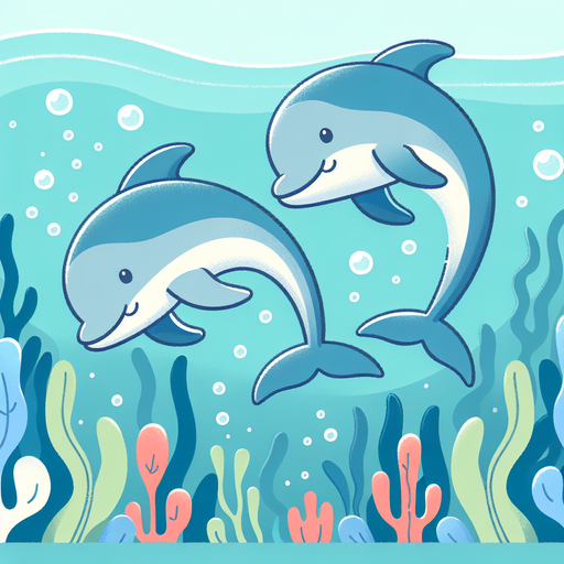 Undersea Dolphin Duo Diamond Painting