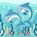 Undersea Dolphin Duo Diamond Painting