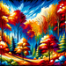 Vibrant Autumn Forest Painting By Diamonds Kit