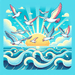 Sunny Seaside Seagulls Paint By Diamonds
