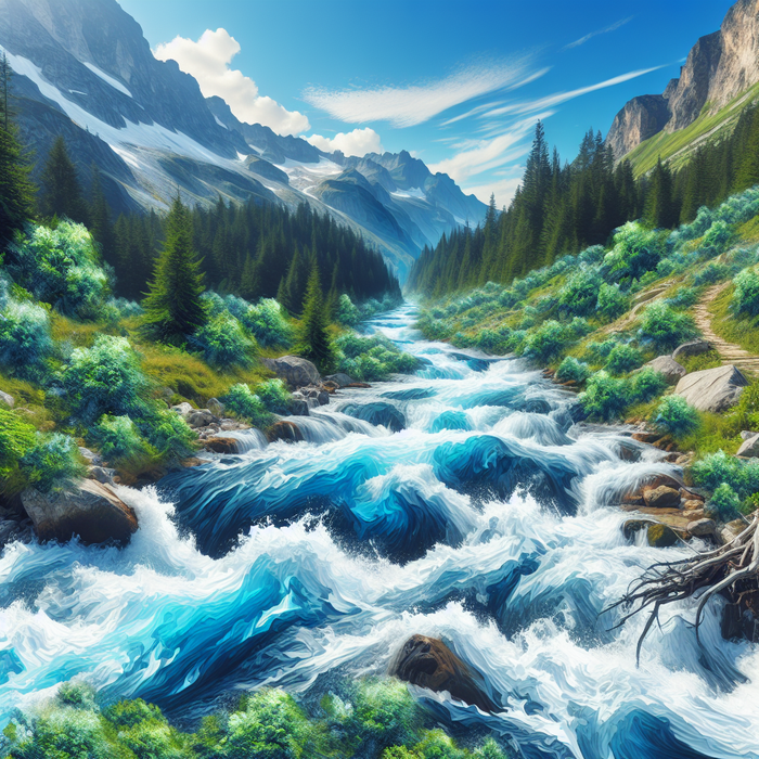 Dynamic Mountain River Diamond Painting