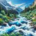 Dynamic Mountain River Diamond Painting