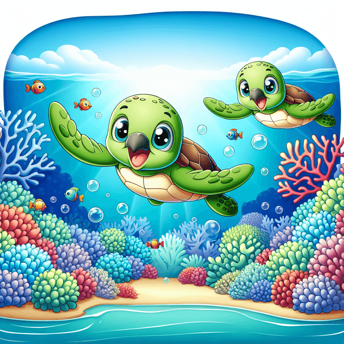 Bubbly Baby Sea Turtles Paint By Diamonds Art