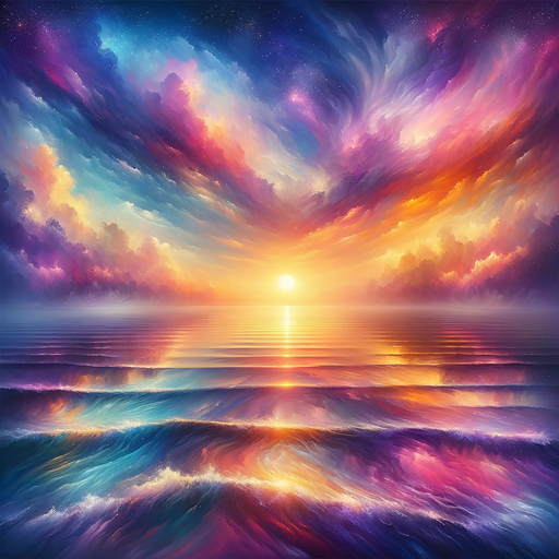 Radiant Sunset Over The Ocean Paint By Diamonds