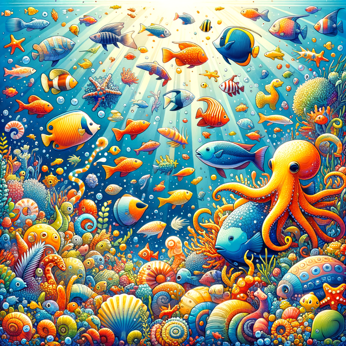 Playful Sea Life Paint By Diamonds Art