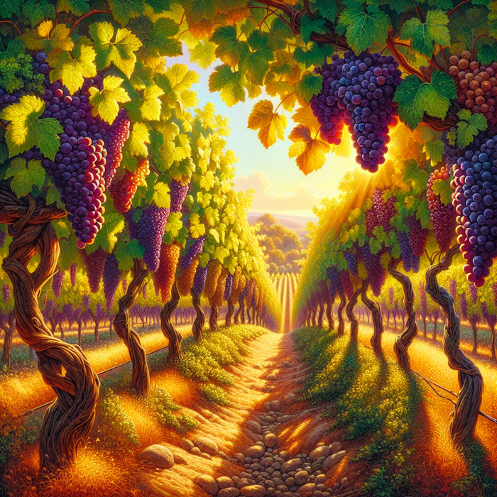 Sunkissed Vineyard Fields Diamond Painting