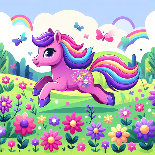 Rainbow Pony's Magical Meadow Paint By Diamonds Art