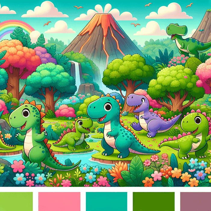 Cheerful Dinosaur Adventure Diamonded Painting Kits