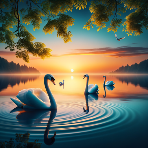 Graceful Swans On A Lake Paint By Diamonds