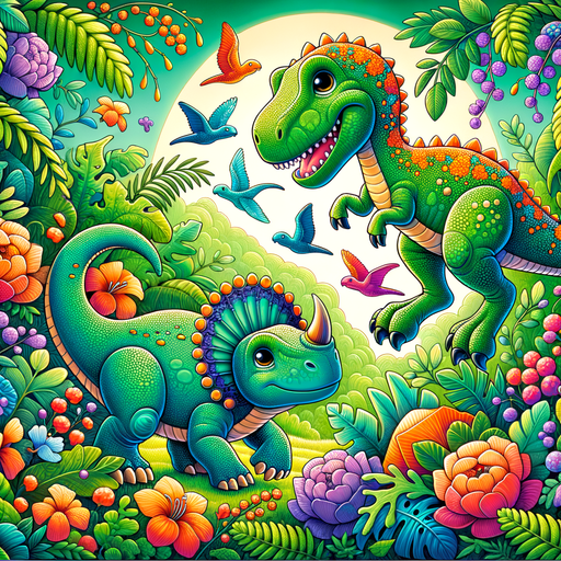 Playful Dinosaurs In The Jungle Paint By Diamonds Art