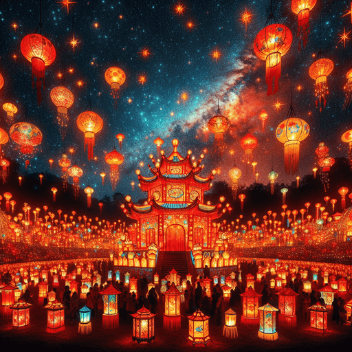 Starlit Lantern Festival Paint By Diamonds Art