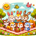 Cute Critters Picnic Paint By Diamonds