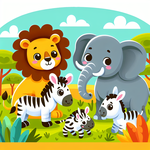 Cheerful Safari Animals Paint By Diamonds Art