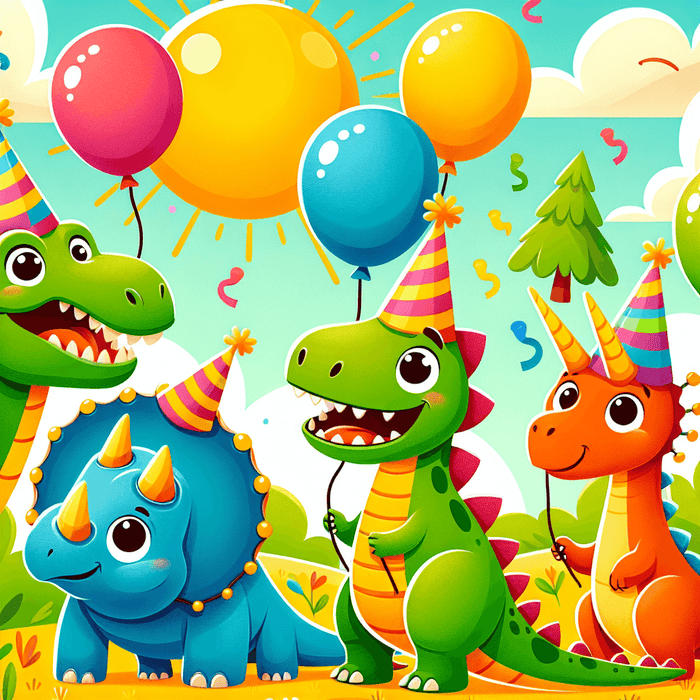 Playful Dinosaur Party Painting By Diamonds Kit