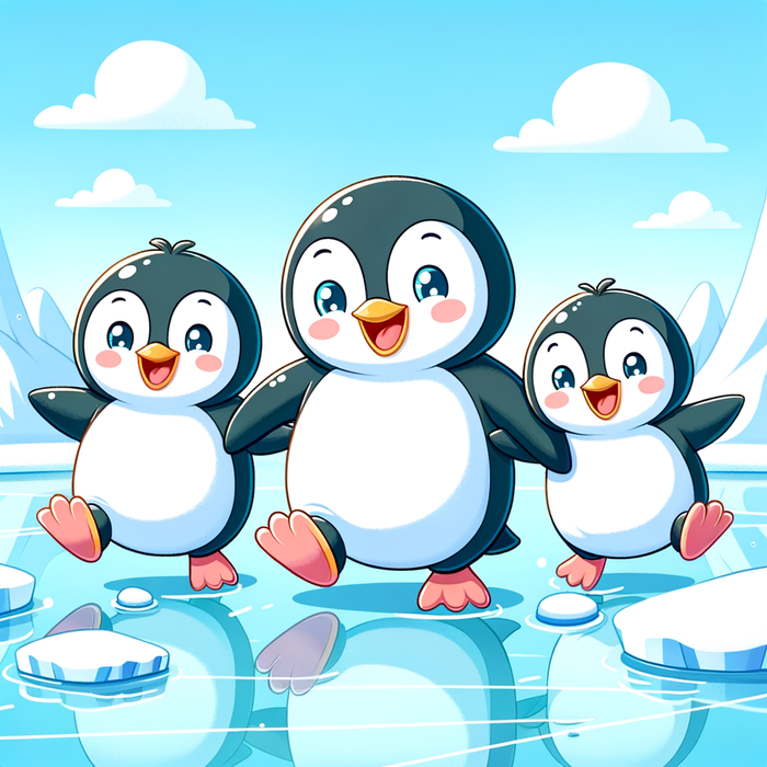 Playful Penguin Family Painting By Diamonds Kit