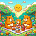 Cuddly Bear Family Picnic Painting Diamond Kit