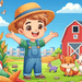 Charming Little Farmer Painting By Diamonds Kit