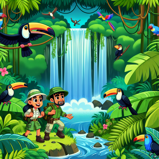 Jungle Waterfall Adventure Painting Diamond Kit