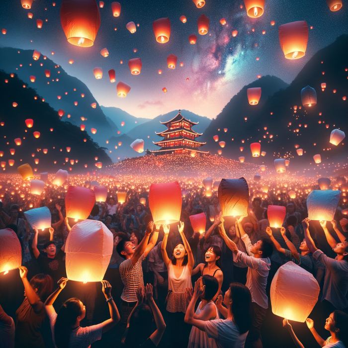 Pingxi Sky Lantern Festival Paint By Color