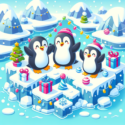 Cheerful Penguins' Arctic Party Paint By Diamonds Art