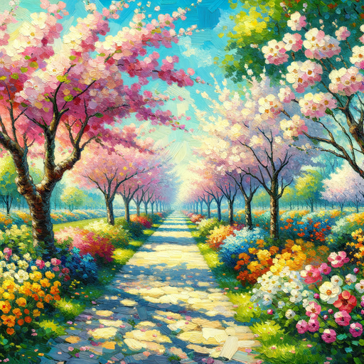 Spring Blossom Path Paint By Diamond