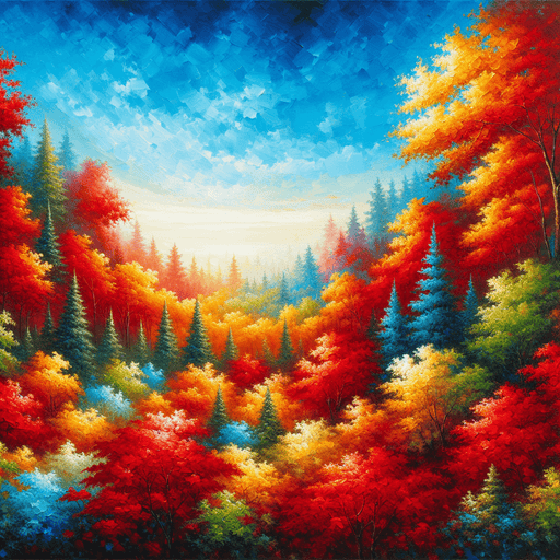 Vibrant Autumn Painting Diamond Kit