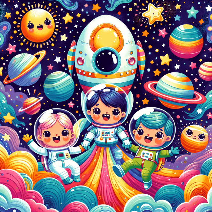 Joyful Little Astronauts Paint By Diamonds Art