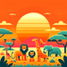 Safari Sunset Gathering Paint By Diamond