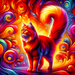 Vibrant Red Cat Fantasy Paint By Color