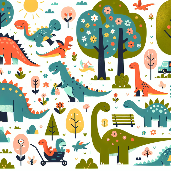 Friendly Dinosaurs In The Park Paint By Diamonds Art