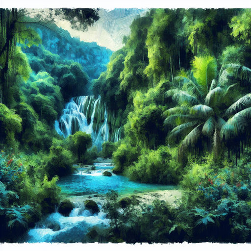 Tranquil Jungle Waterfall Painting By Diamonds Kit