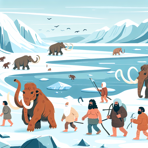 Ice Age Mammoth Hunt Painting Diamond Kit