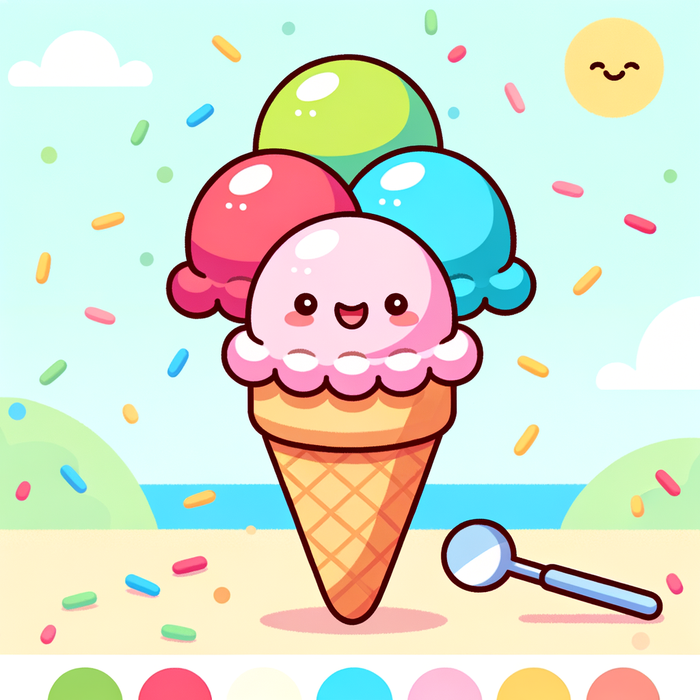 Cheerful Ice Cream Cone Paint By Diamonds Art