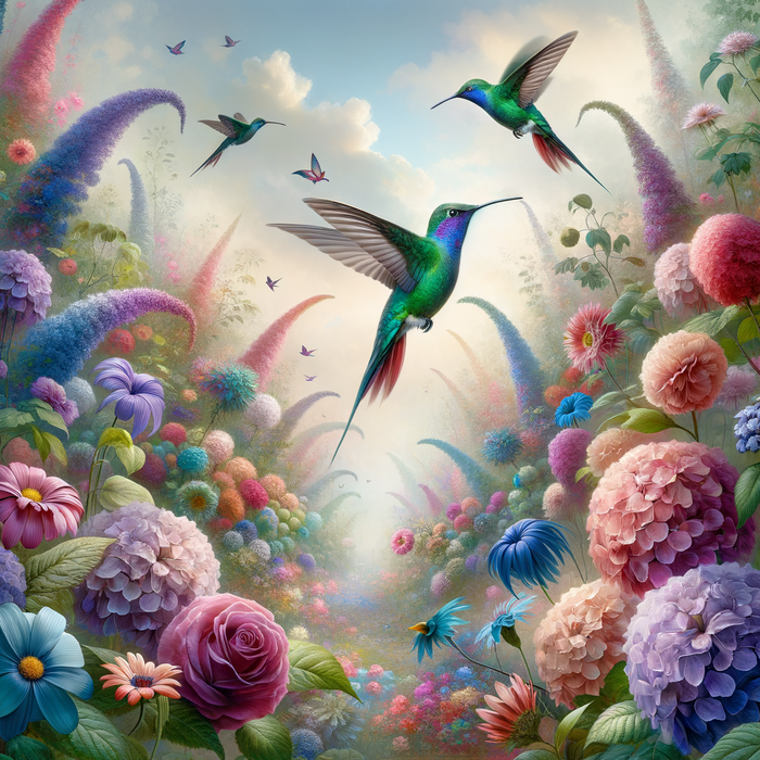 Beautiful Garden Hummingbirds Paint By Diamonds Art