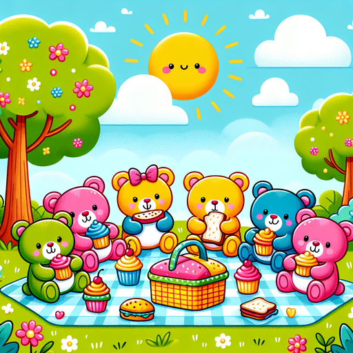 Cuddly Teddy Bear Picnic Painting Diamond Kit