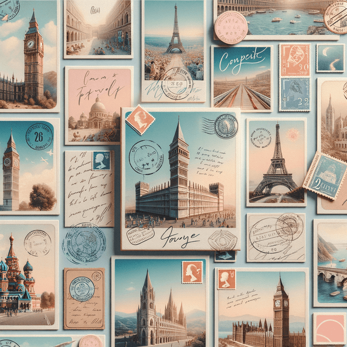 Vintage Travel Postcards DIY Paint By Diamonds