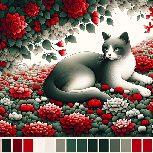 Cat In Crimson Dream Diamond Painting