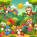Friendly Jungle Crew Painting By Diamonds Kit