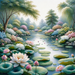 Elegant Lotus Pond Paint By Diamonds