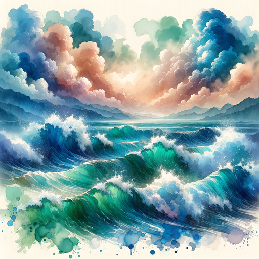 Vibrant Watercolor Waves DIY Paint By Diamonds