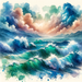 Vibrant Watercolor Waves DIY Paint By Diamonds